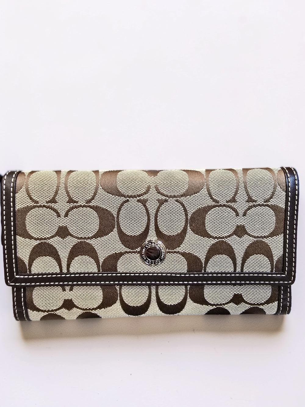 Coach Hamptons Signature Jacquard Slim Trifold Wallet